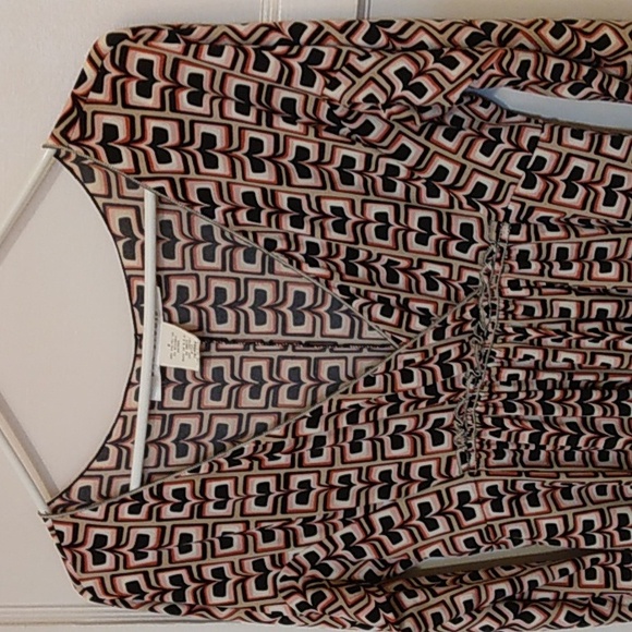 Y2K MAX STUDIO HEART IKAT GEOMETRIC PRINT SHIFT SHEATH DRESS SZ MEDIUM - Picture 2 of 7